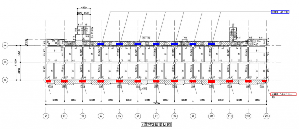 耐震補強箇所（平面配置）１号棟